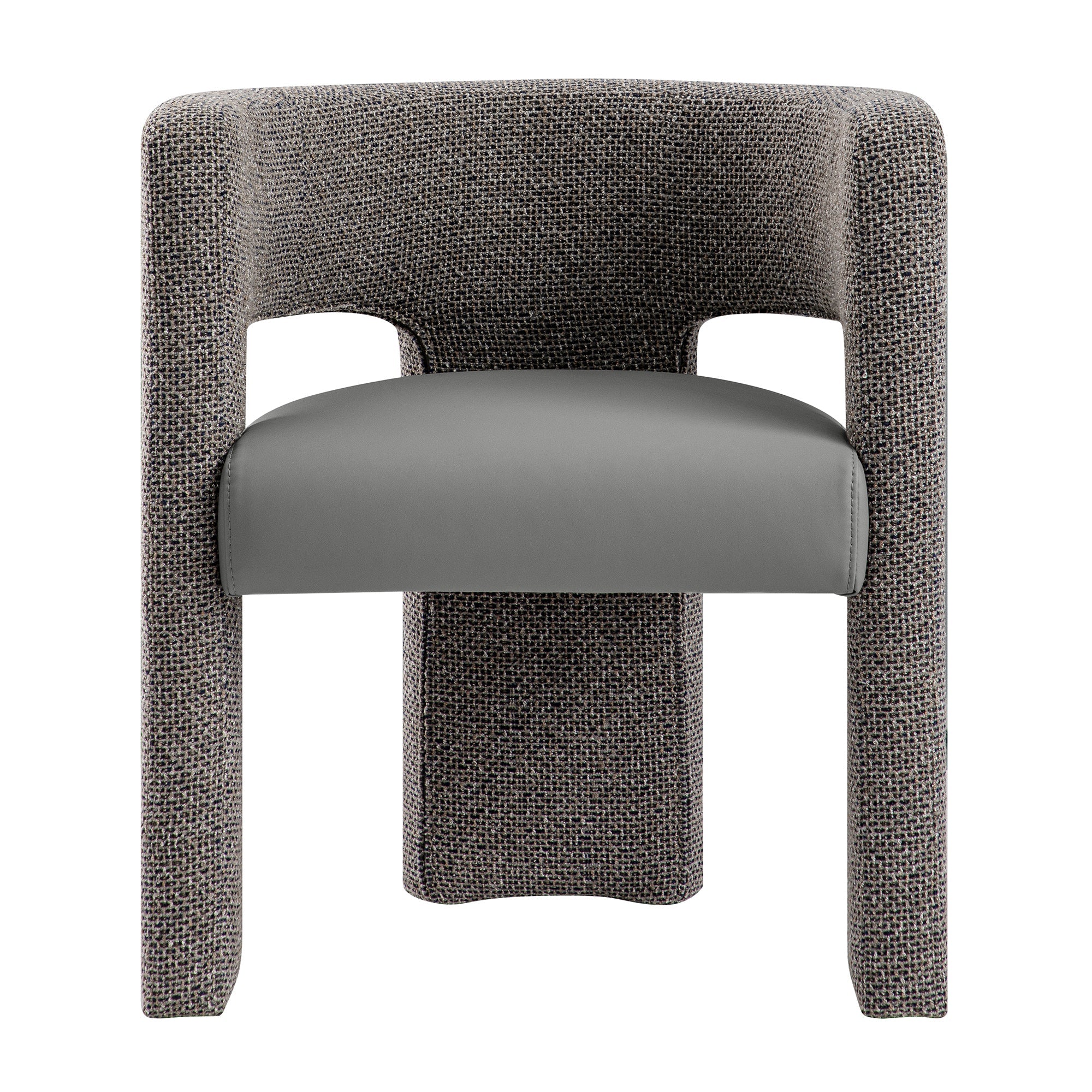 Greenwich Grey & Blue Textured Fabric and Grey Faux Leather Seat Dining Chair