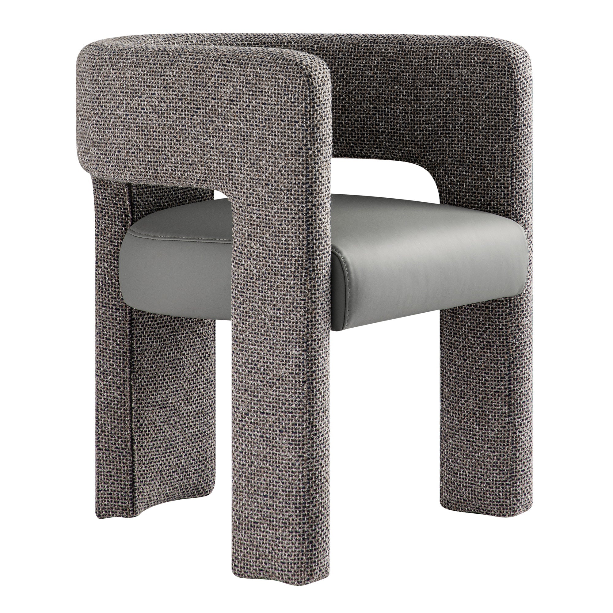 Greenwich Grey & Blue Textured Fabric and Grey Faux Leather Seat Dining Chair