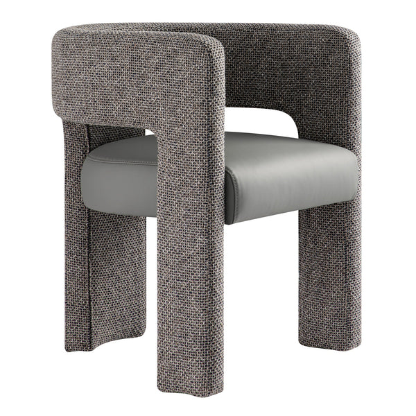 Greenwich Grey & Blue Textured Fabric and Grey Faux Leather Seat Dining Chair