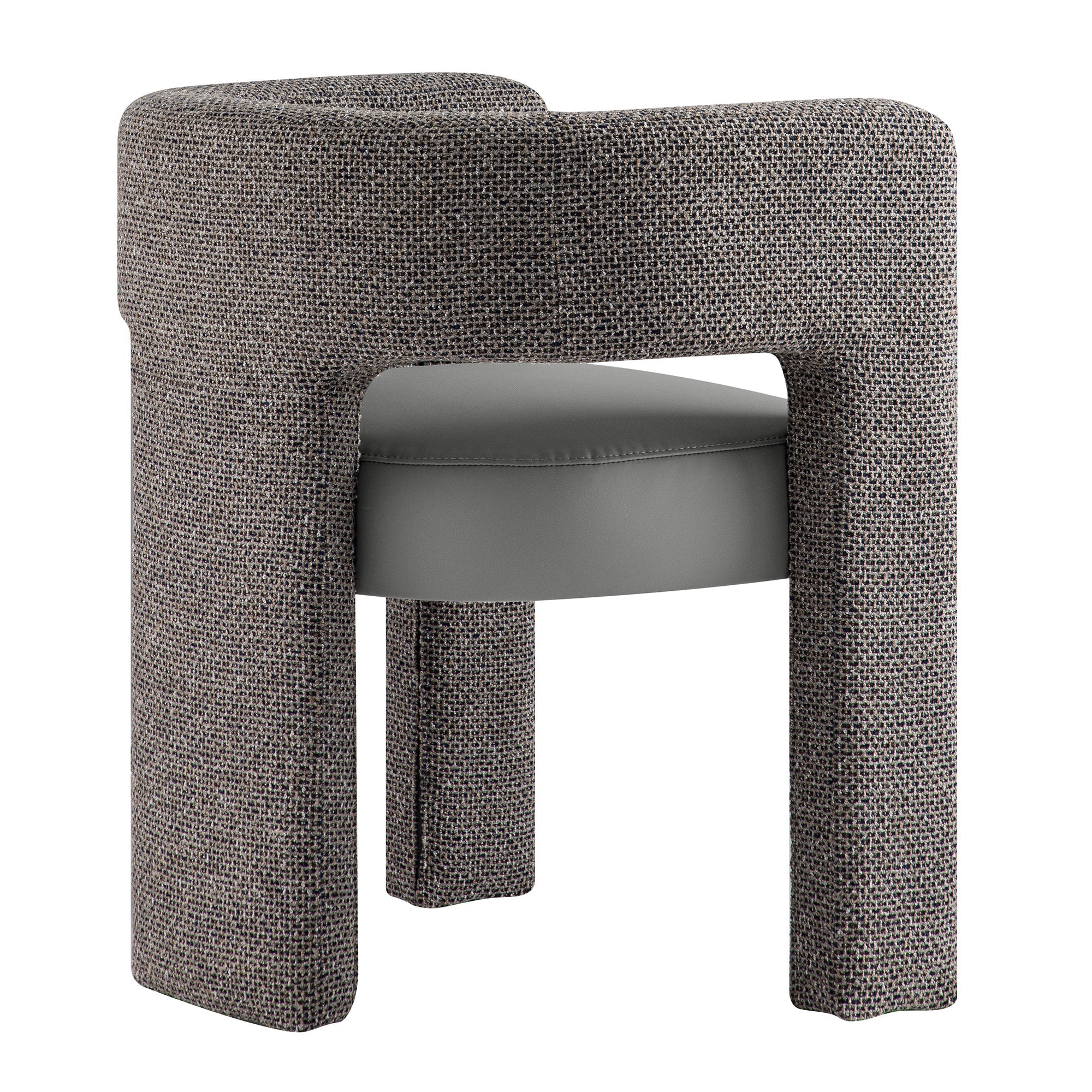 Greenwich Grey & Blue Textured Fabric and Grey Faux Leather Seat Dining Chair