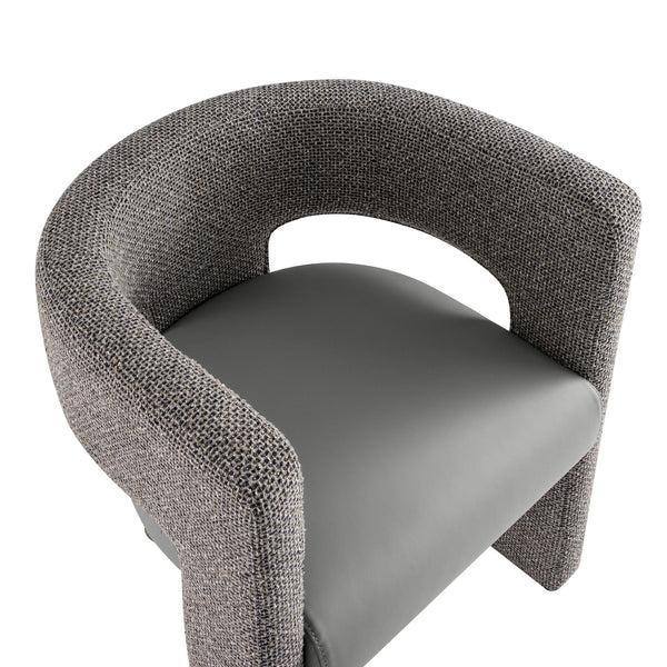 Greenwich Grey & Blue Textured Fabric and Grey Faux Leather Seat Dining Chair