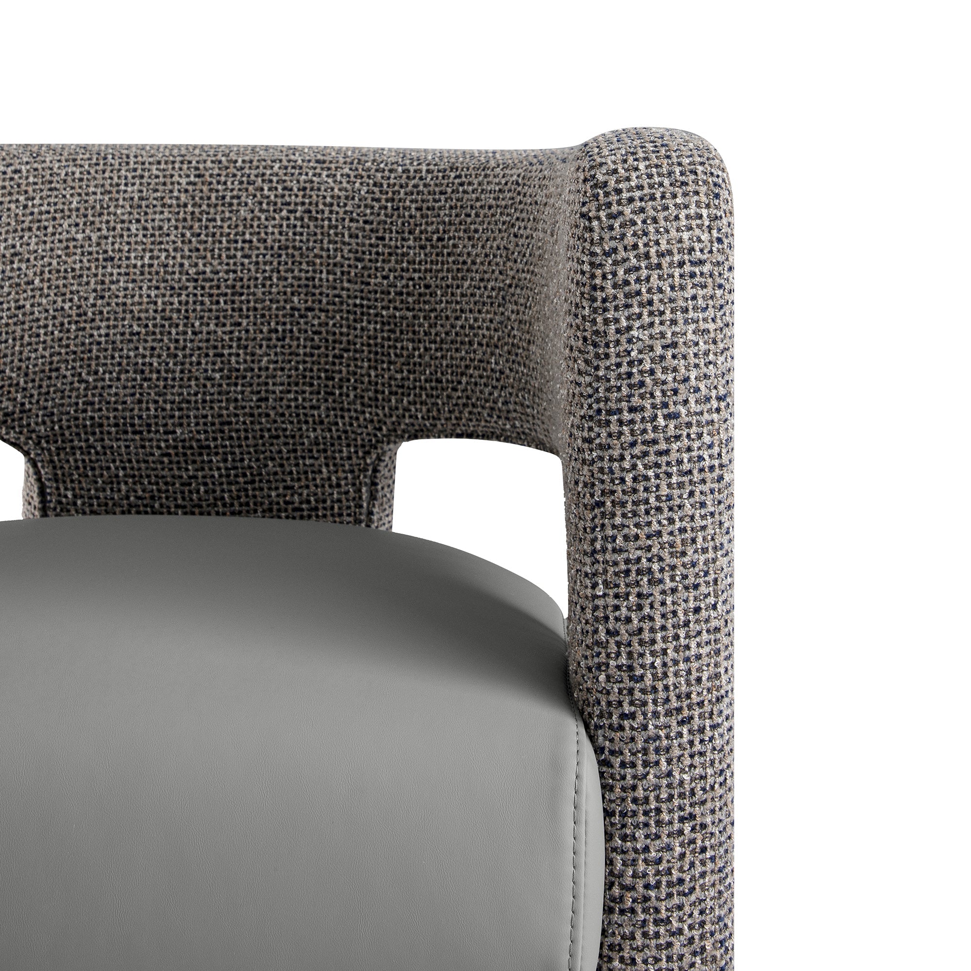 Greenwich Grey & Blue Textured Fabric and Grey Faux Leather Seat Dining Chair