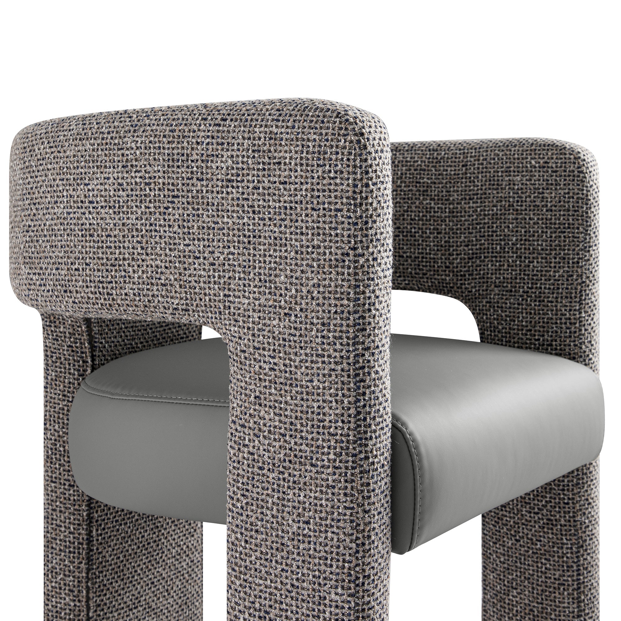 Greenwich Grey & Blue Textured Fabric and Grey Faux Leather Seat Dining Chair