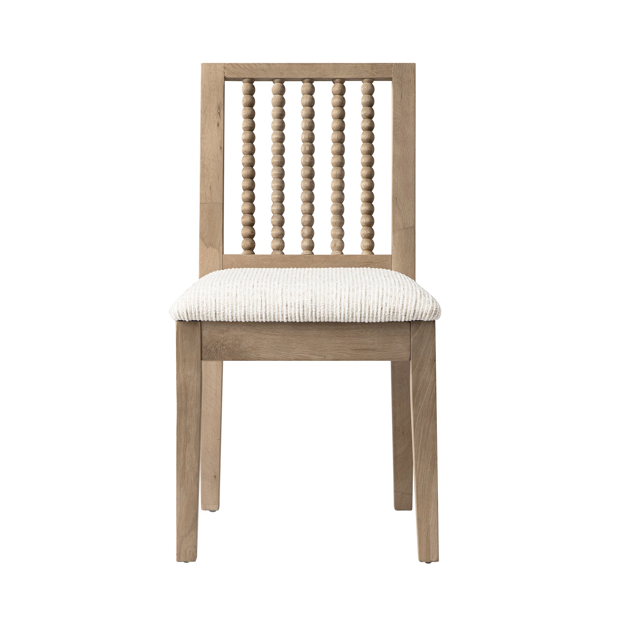 Hemingford Set of 2 Beige Textured Fabric Bobbin Spindle Washed Oak Dining Chairs