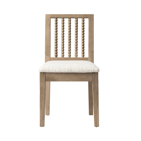 Hemingford Set of 2 Beige Textured Fabric Bobbin Spindle Washed Oak Dining Chairs