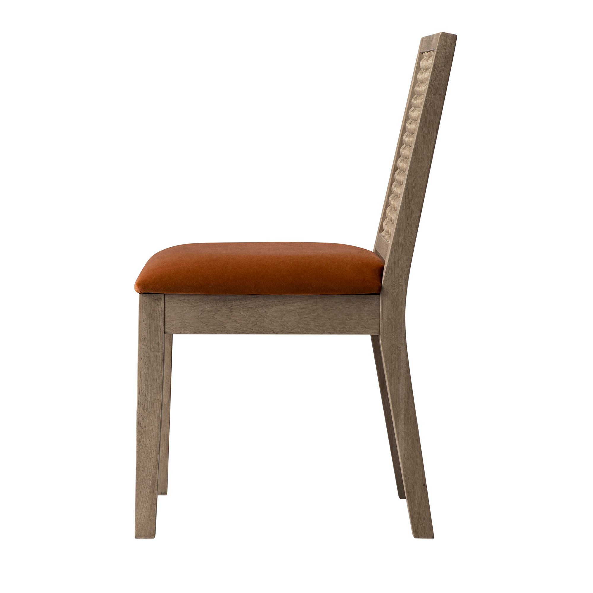 Hemingford Set of 2 Rust Velvet Bobbin Spindle Washed Oak Dining Chairs
