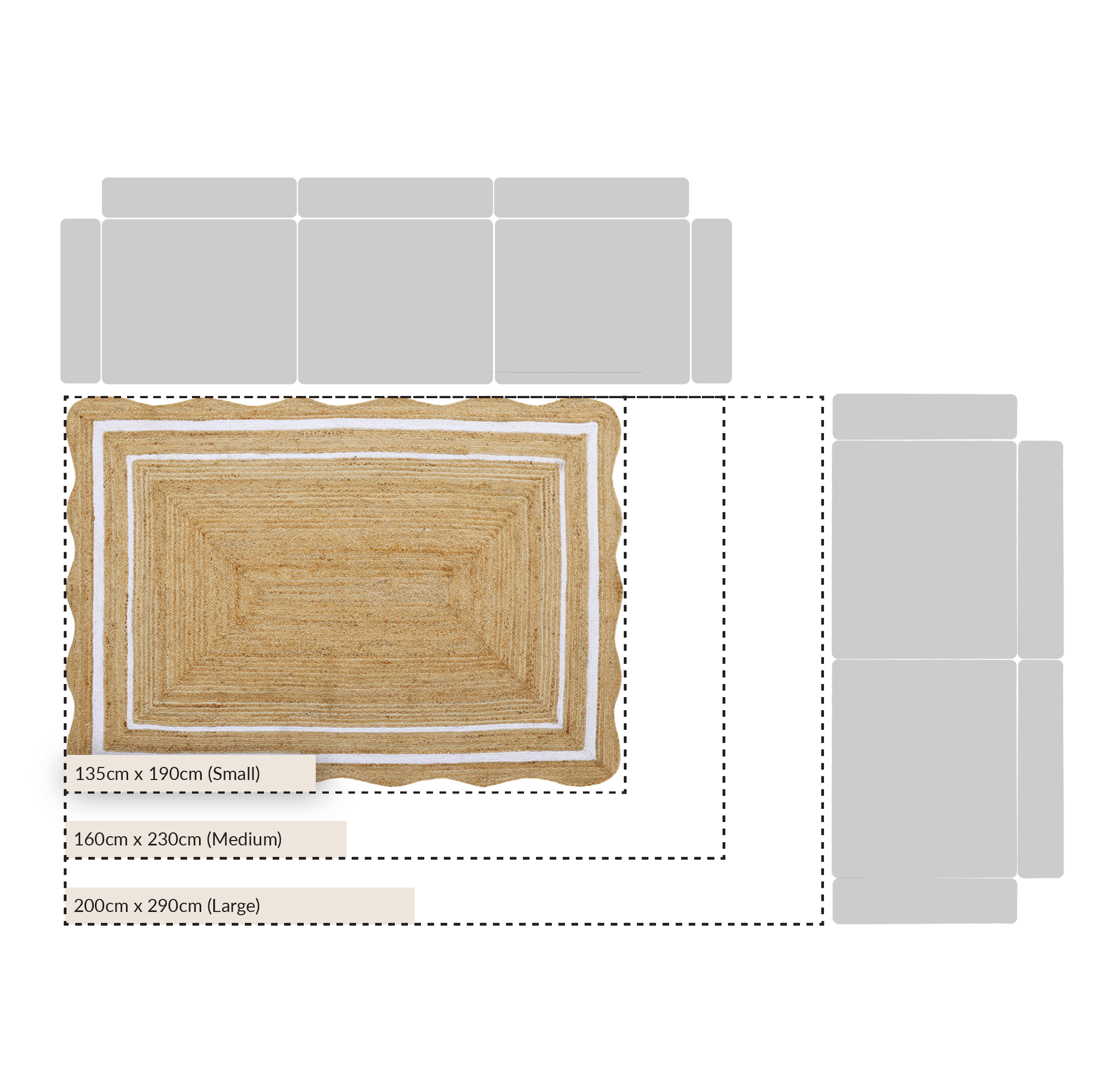 Evie Hand Braided Jute Scallop Rectangular Rug
