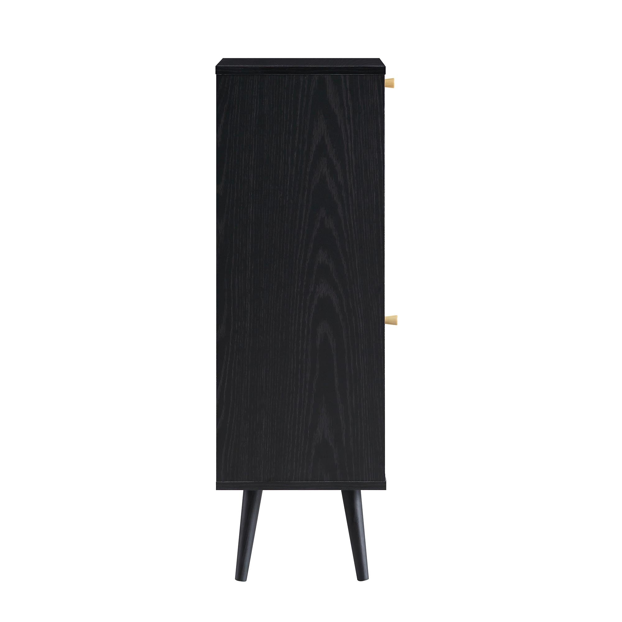Frances Woven Rattan 1-Door Bathroom Cabinet, Black