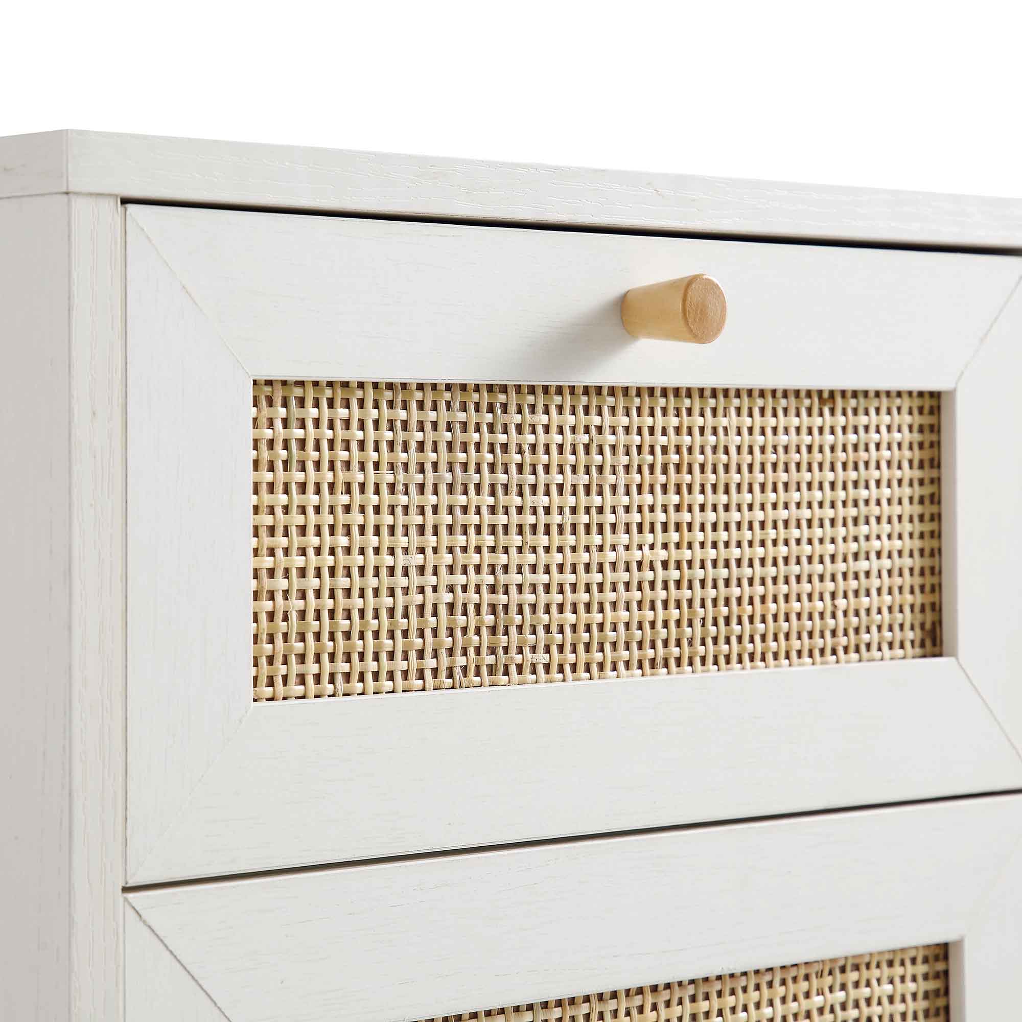Frances Woven Rattan 1-Door Bathroom Cabinet, White