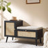 Frances Woven Rattan Storage Bench with Cushion, Black