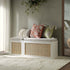 Frances Woven Rattan Triple Storage Stool Set with Cushion, White