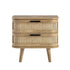Izzy Curved Rattan 2-Drawer Bedside Table, Natural
