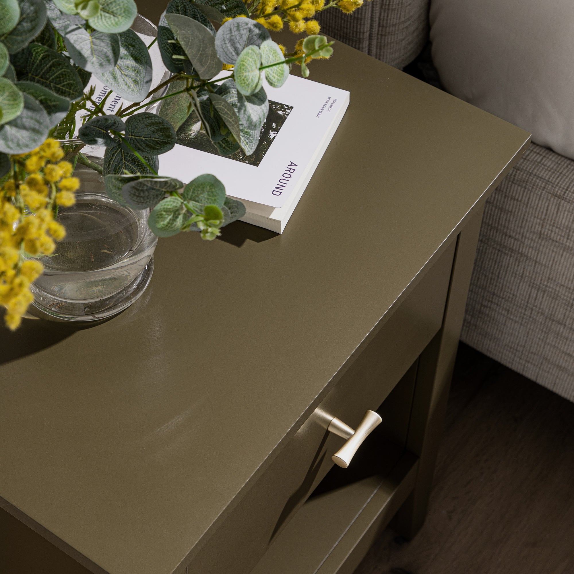 Oakham 1-Drawer Bedside Table, Olive Grove