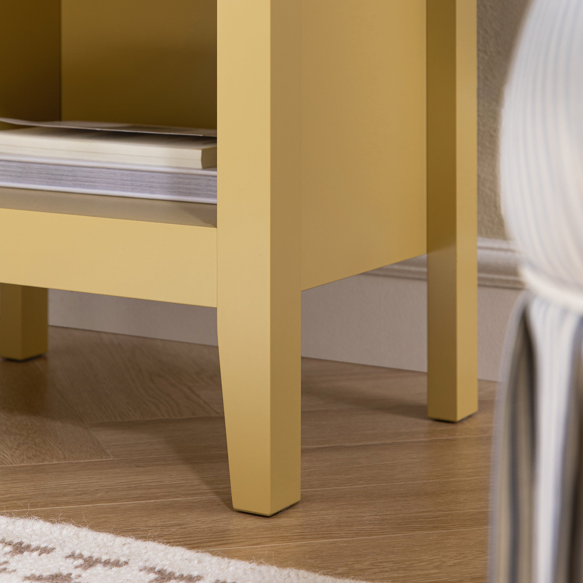 Oakham 1-Drawer Bedside Table, Rattan Yellow