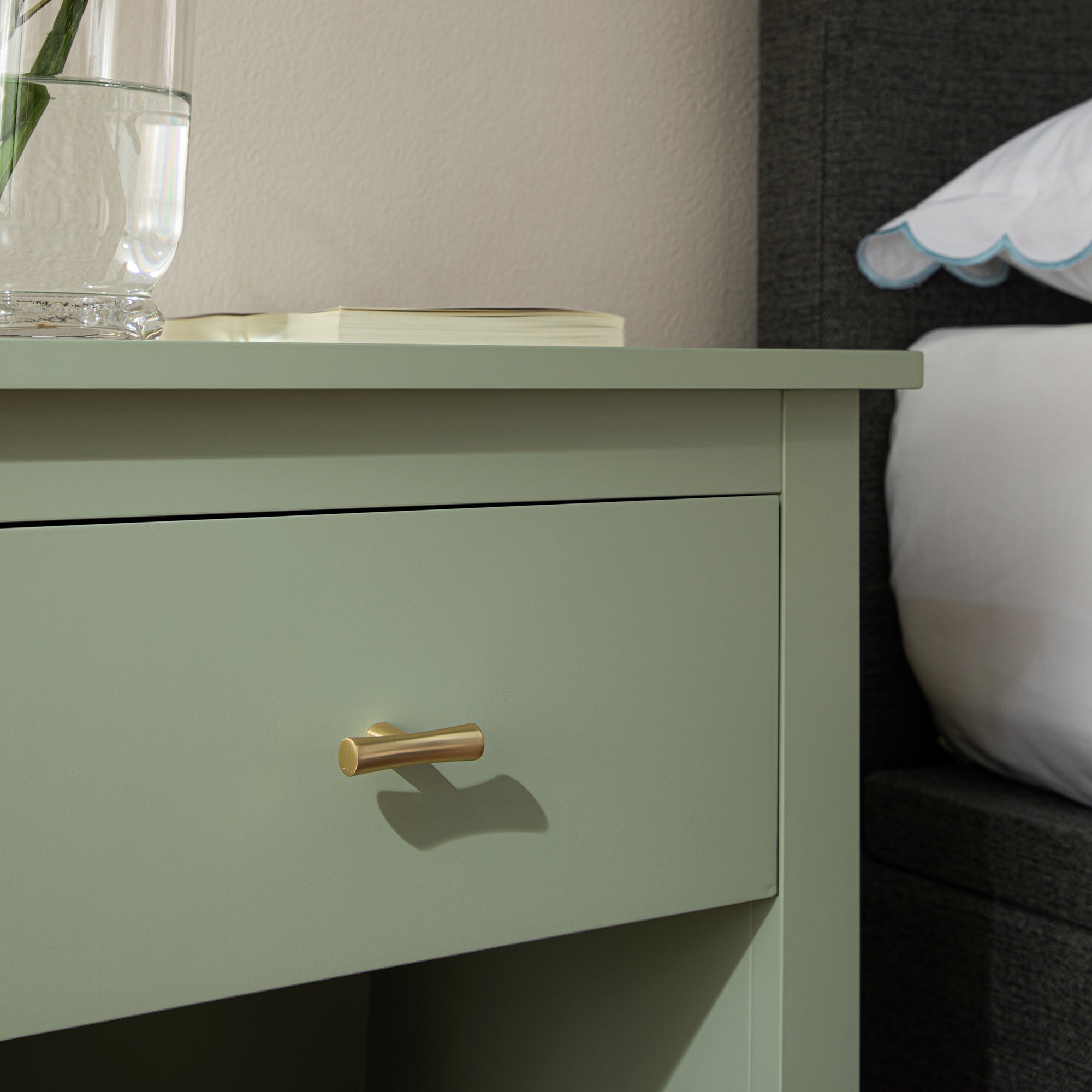 Oakham 1-Drawer Bedside Table, Desert Sage