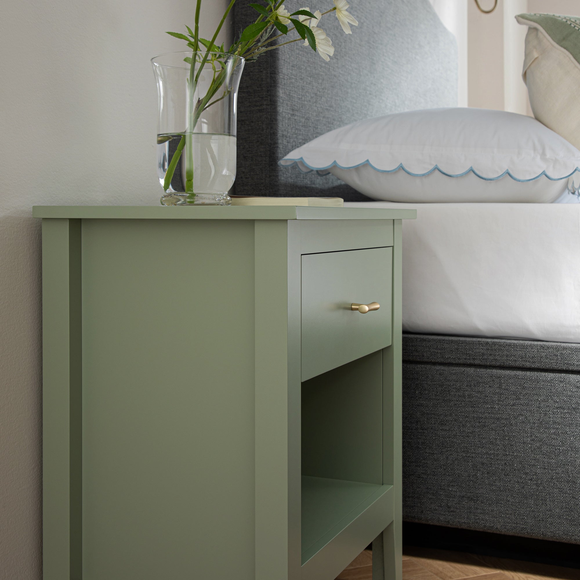Oakham 1-Drawer Bedside Table, Desert Sage