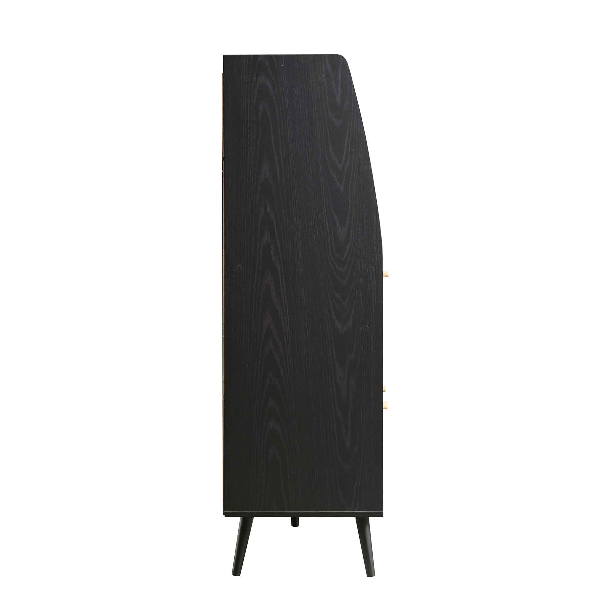 Frances Woven Rattan Kitchen Cabinet, Black