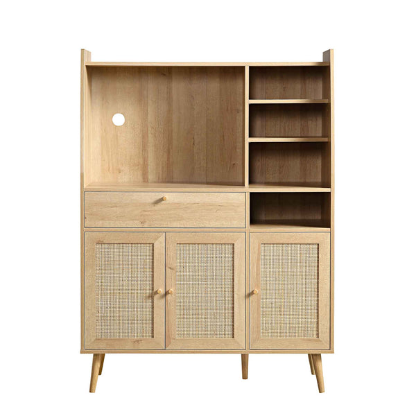 Frances Woven Rattan Kitchen Cabinet, Natural