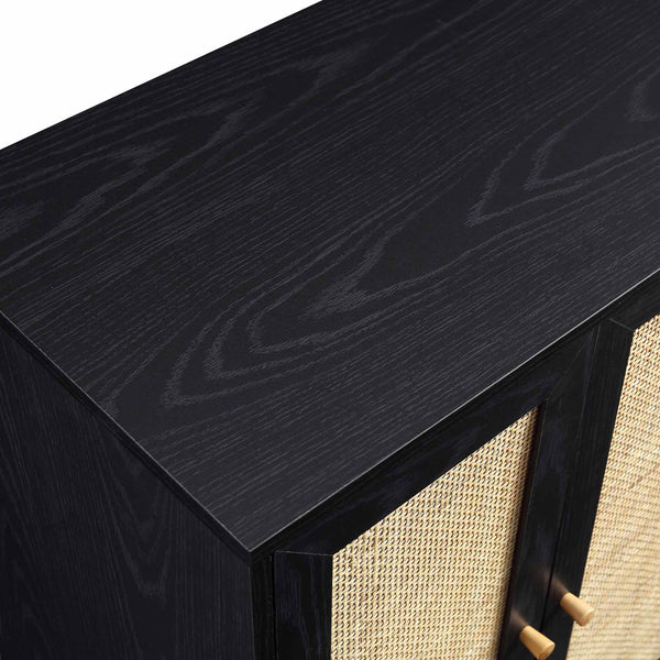Frances Woven Rattan Drinks Cabinet, Black