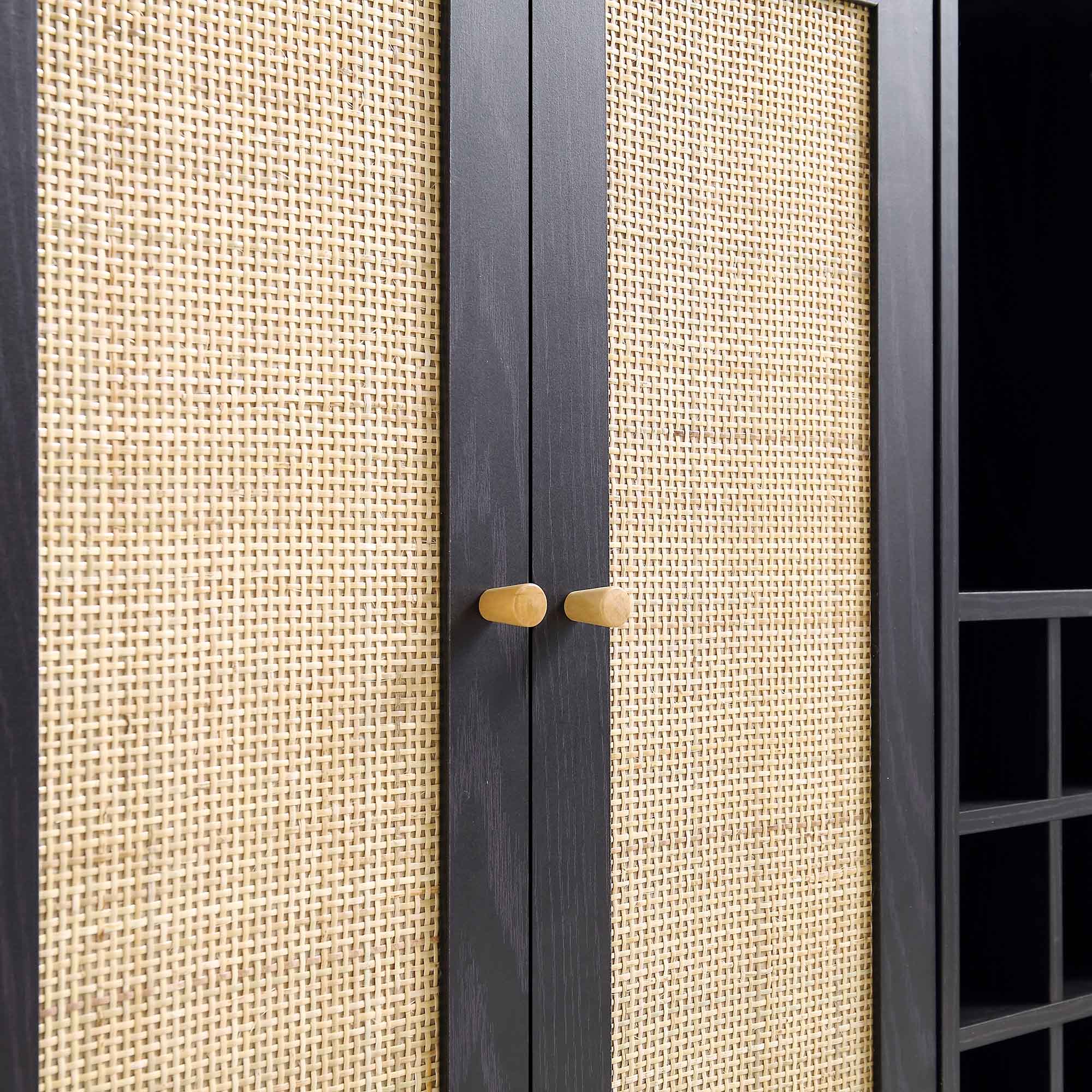 Frances Woven Rattan Drinks Cabinet, Black