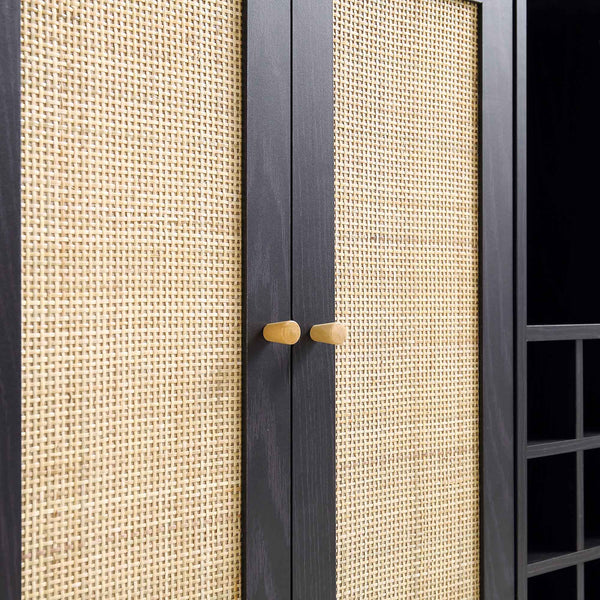 Frances Woven Rattan Drinks Cabinet, Black