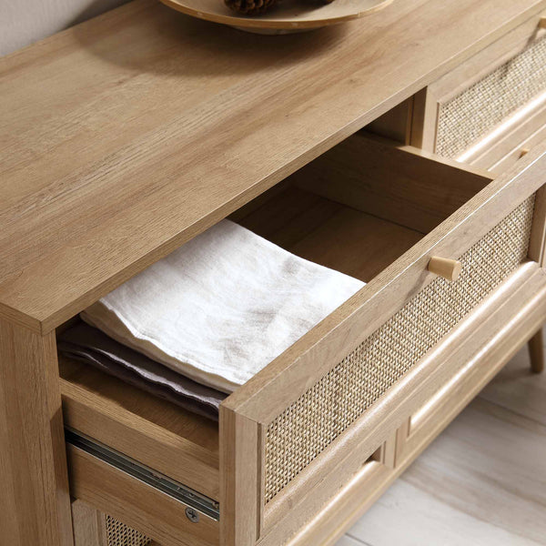 Frances Woven Rattan Chest of 6 Drawers, Natural