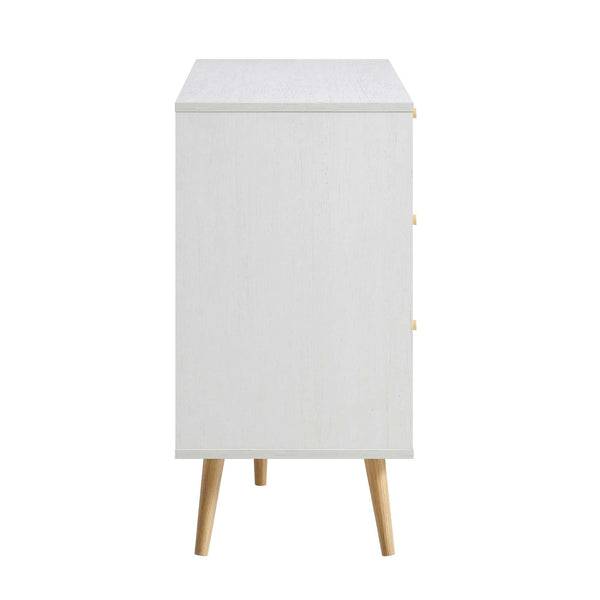 Frances Woven Rattan Chest of 6 Drawers, White