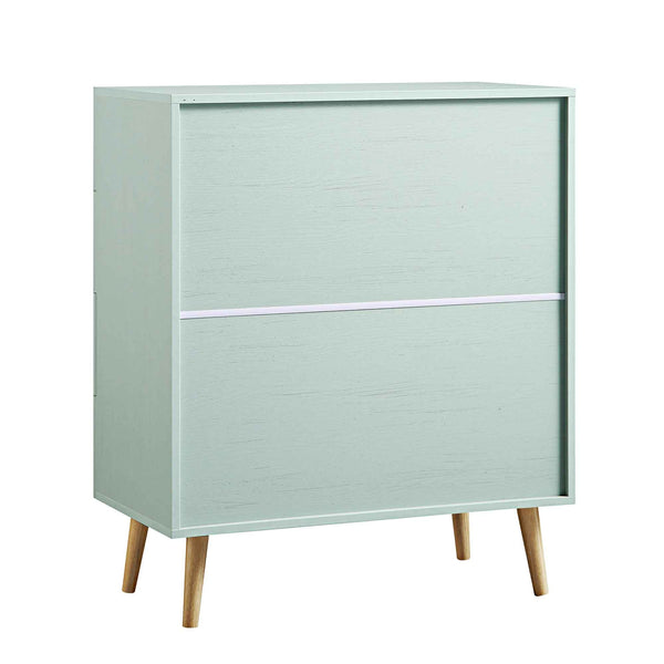 Frances Woven Rattan Tall Chest of 4 Drawers, Mint
