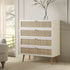 Frances Woven Rattan Tall Chest of 4 Drawers, White