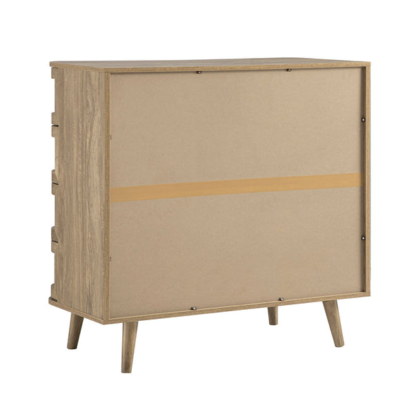 Izzy Curved Rattan Chest of 5 Drawers, Natural