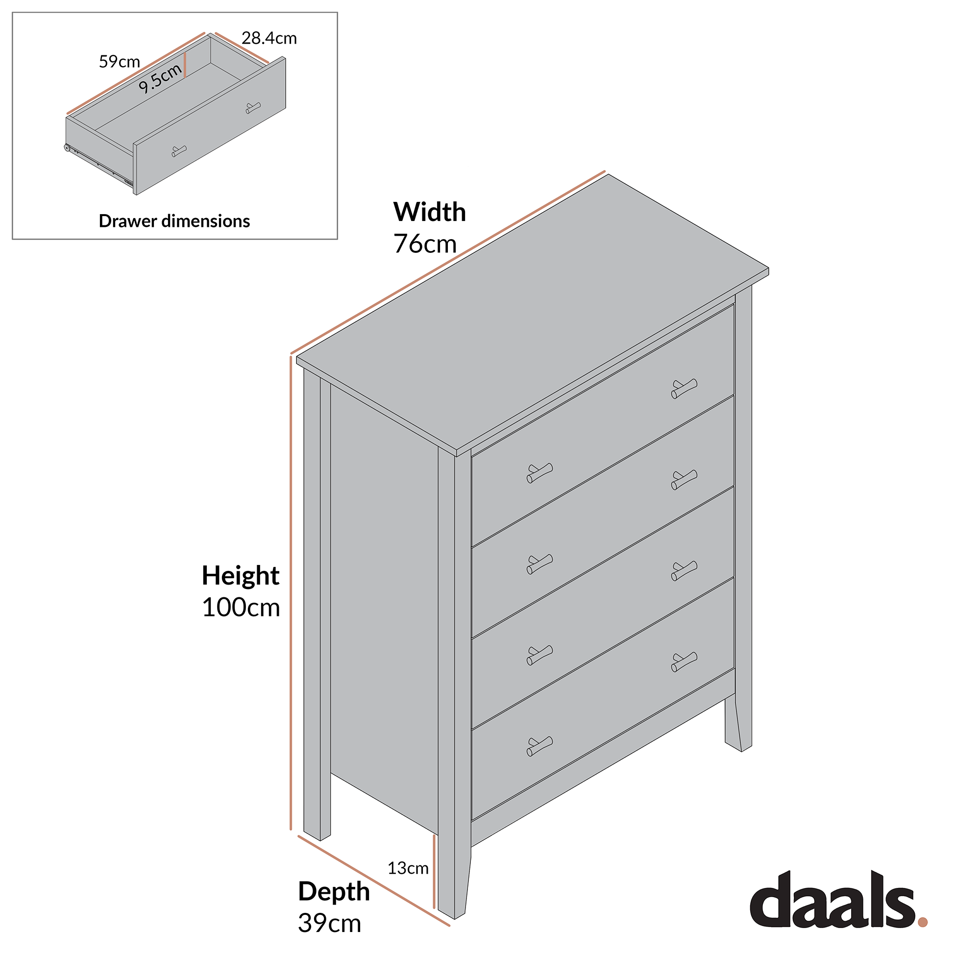 Oakham Chest of 4 Drawers, Desert Sage