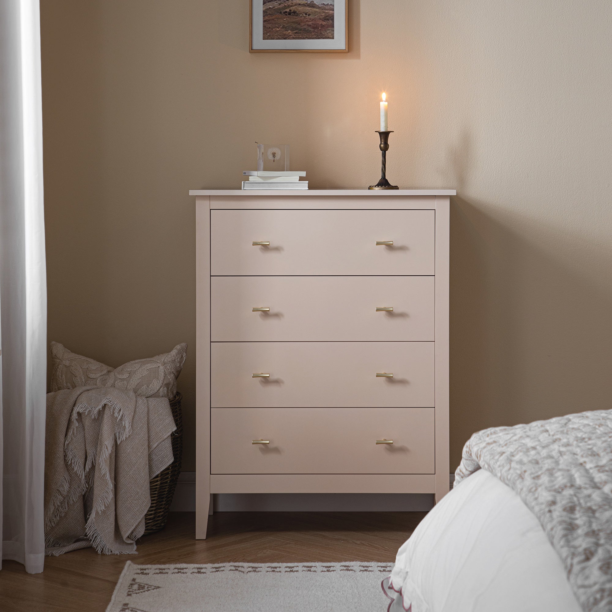 Oakham Chest of 4 Drawers, Nude Pink