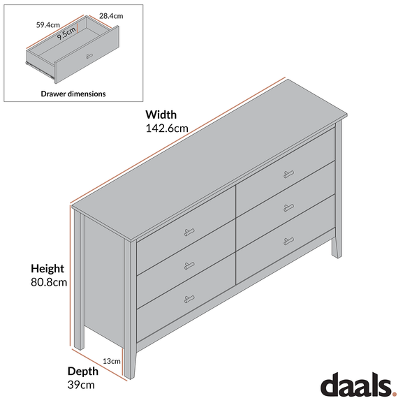 Oakham Chest of 6 Drawers, Deep Greige