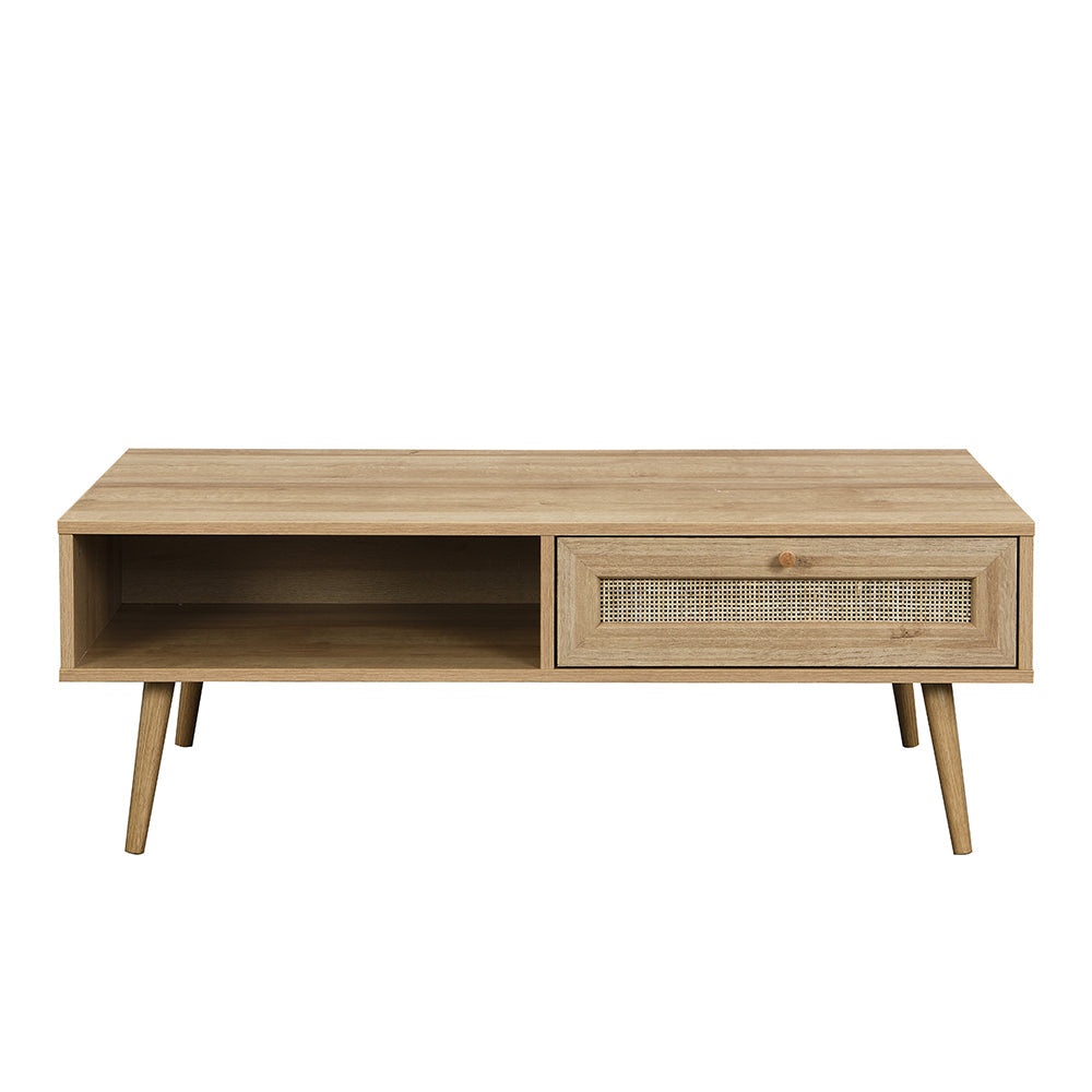 Frances Woven Rattan Wooden Coffee Table in Natural Colour