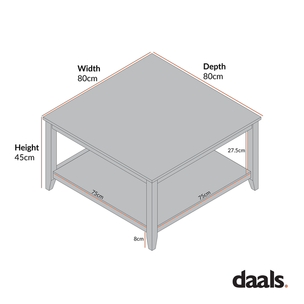 Oakham 80cm Square Coffee Table, Wild Cherry