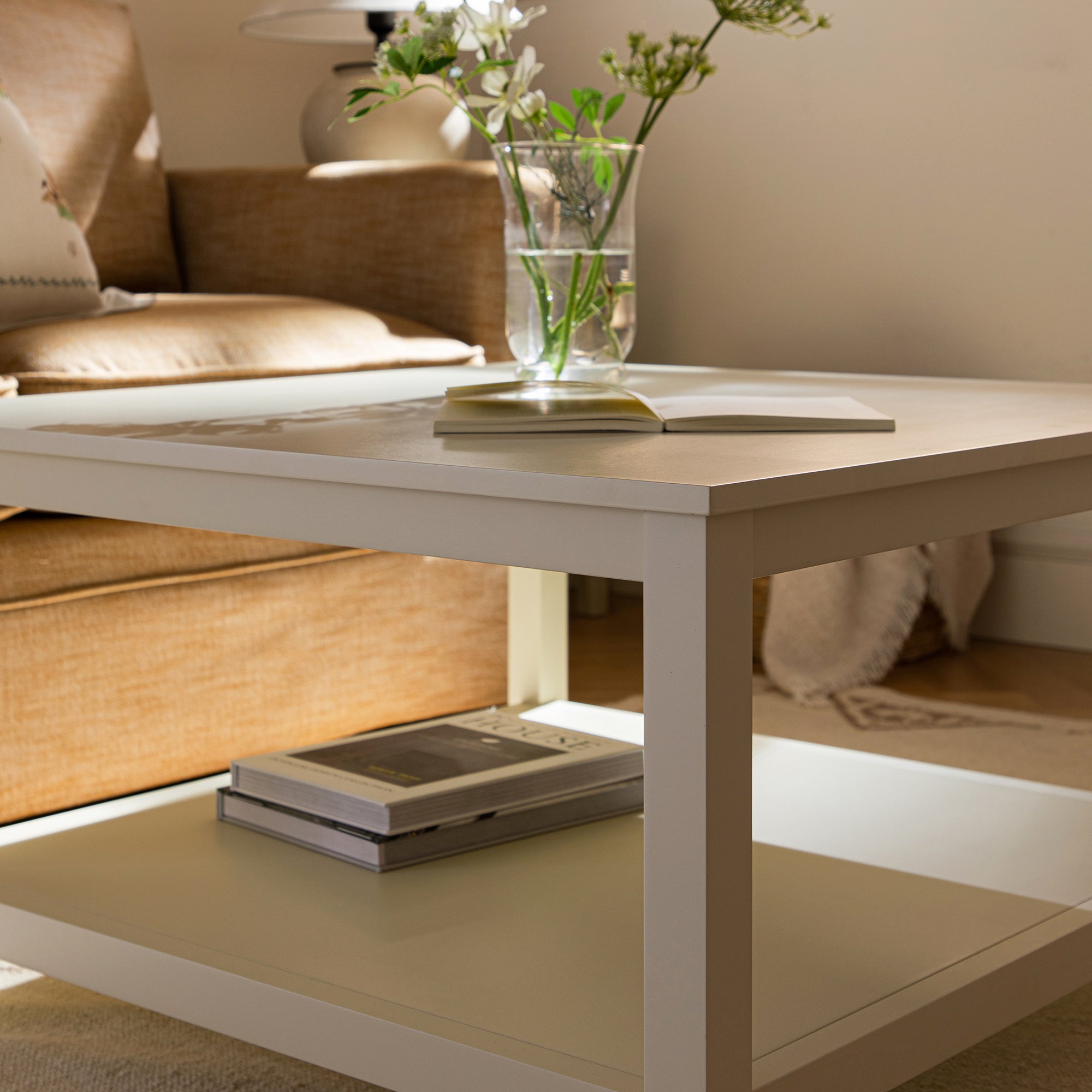 Oakham 80cm Square Coffee Table, Shaded White