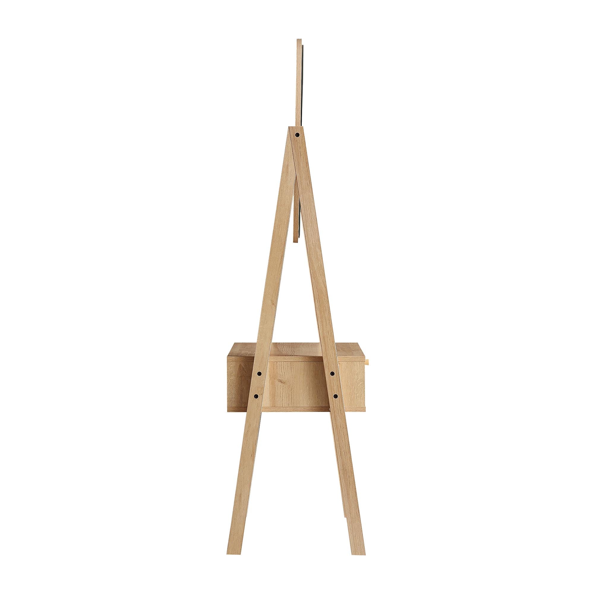 Frances Woven Rattan Standing Dressing Table with Mirror, Natural