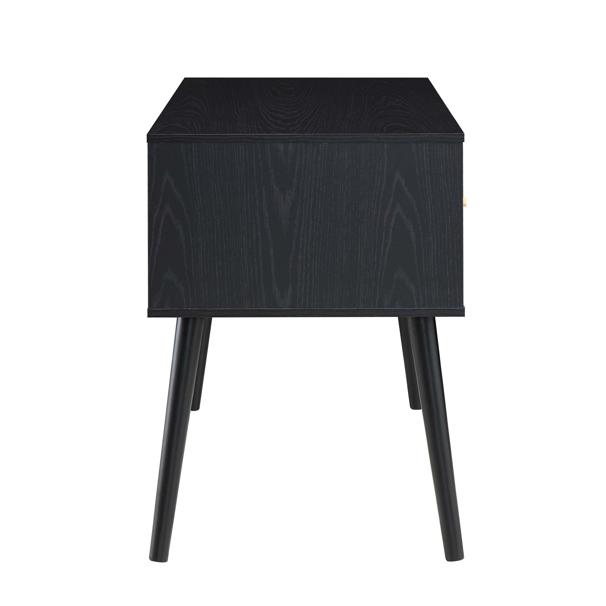 Frances Woven Rattan 2-Door Desk, Black
