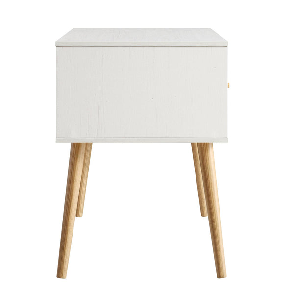 Frances Woven Rattan 2-Door Desk, White
