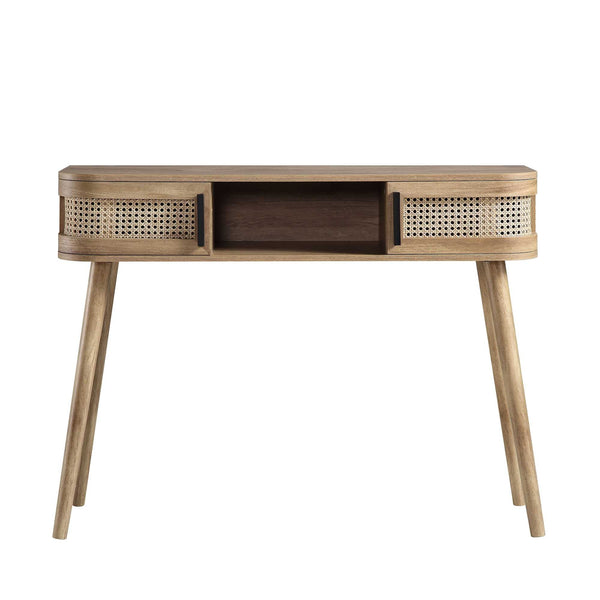 Izzy Curved Rattan 2-Door Table, Natural
