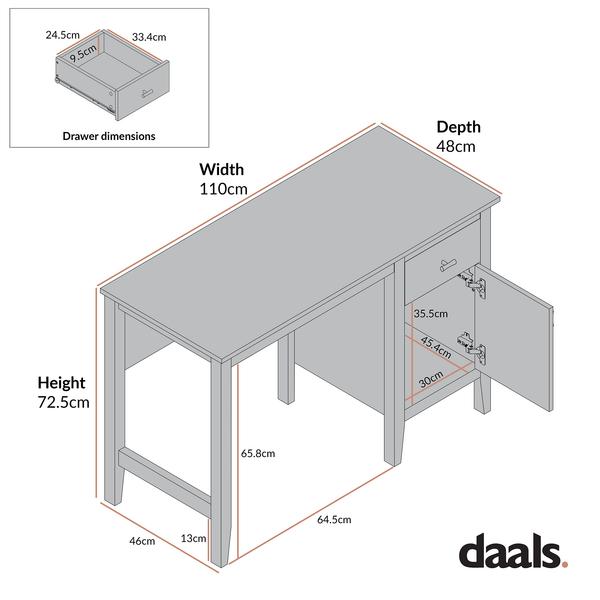 Oakham Writing Desk, Shaded White