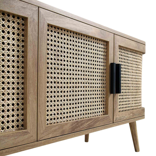 Izzy Curved Rattan 160cm Wide TV Unit, Natural