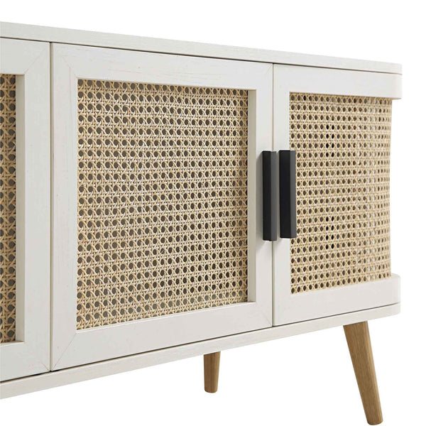 Izzy Curved Rattan 160cm Wide TV Unit, White