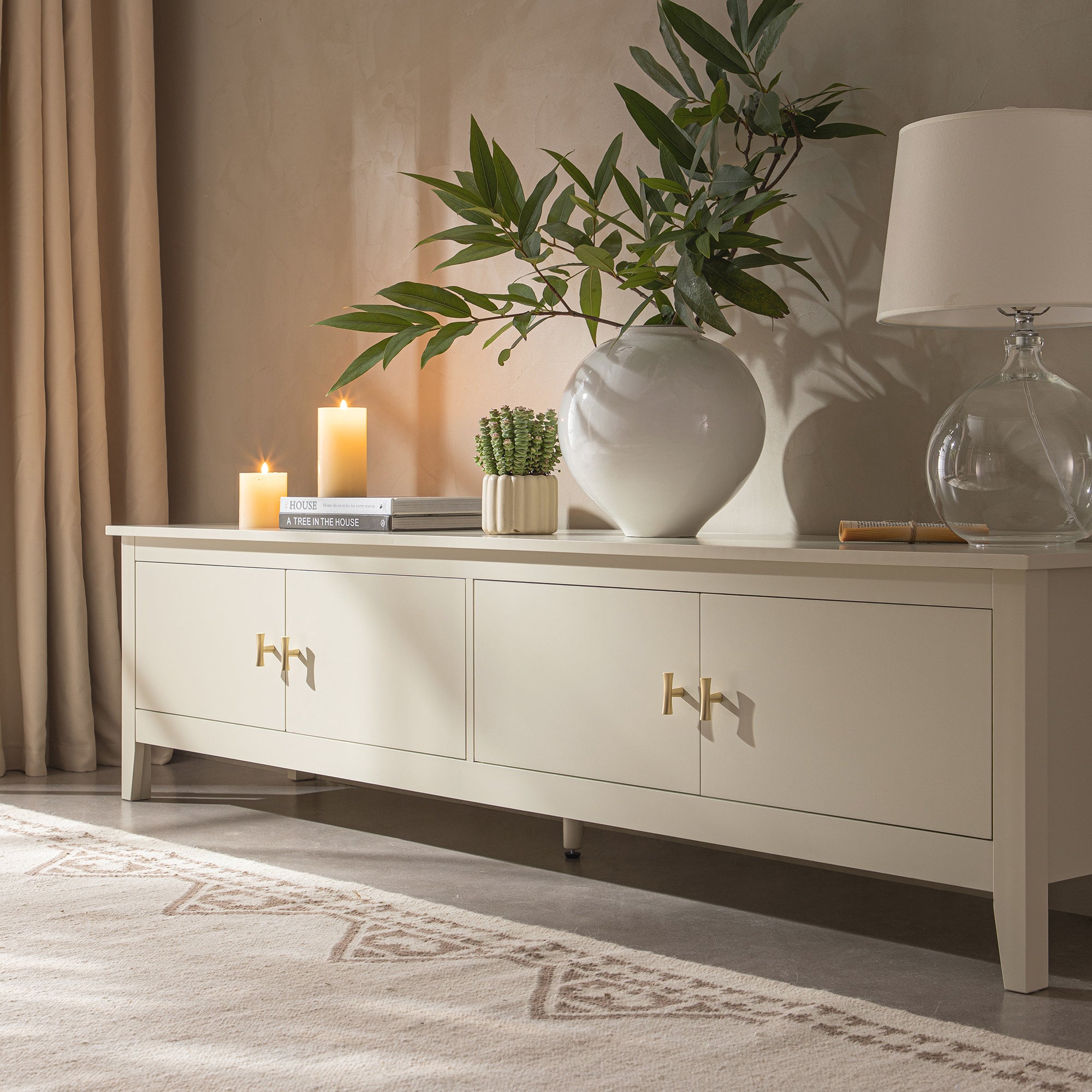 Oakham 180cm Wide TV Unit, Shaded White