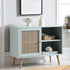 Frances Woven Rattan 1-Door Cabinet in Mint