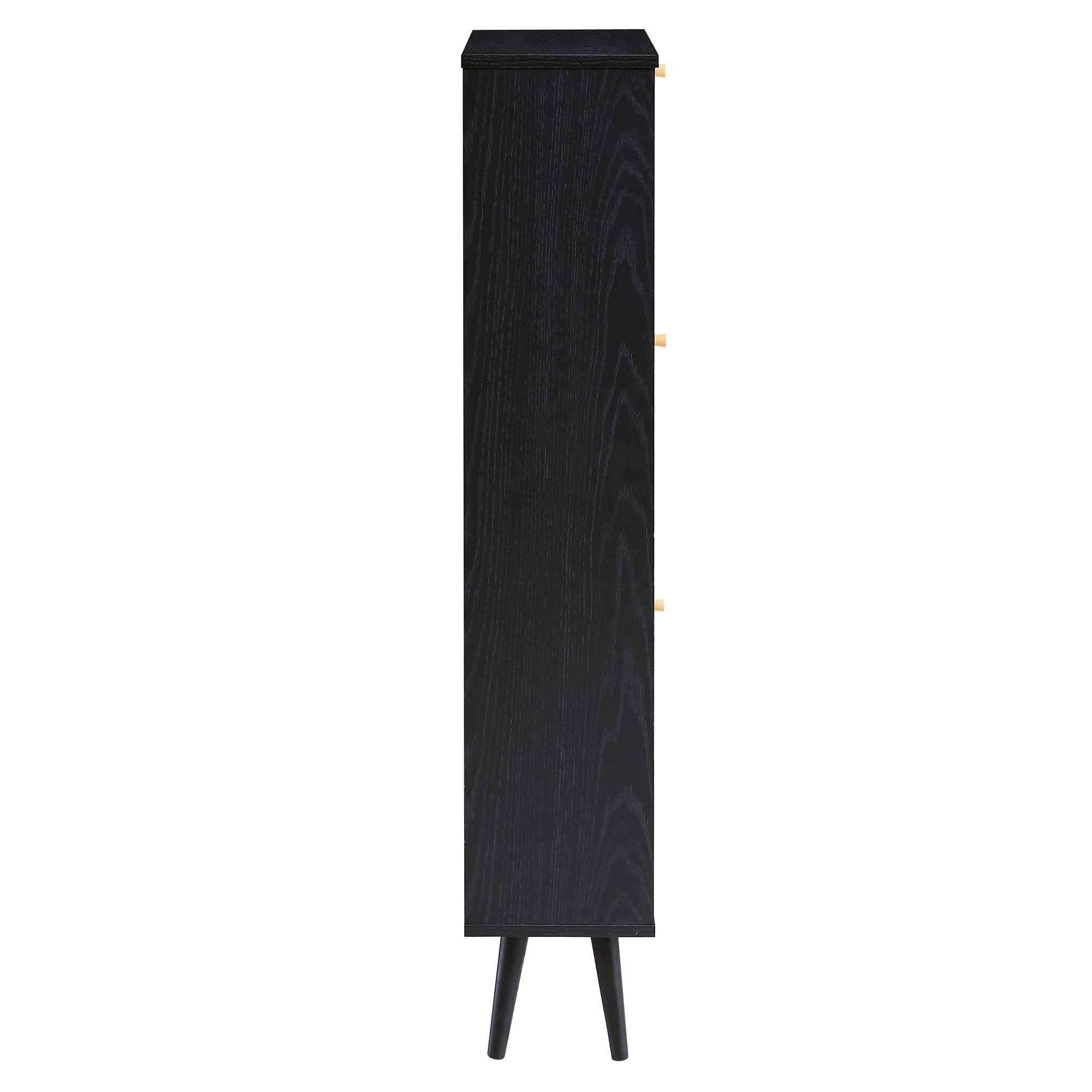 Frances Rattan 3 Tier Shoe Storage Cabinet, Black
