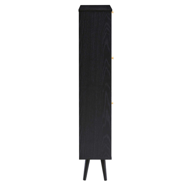 Frances Rattan 3 Tier Shoe Storage Cabinet, Black