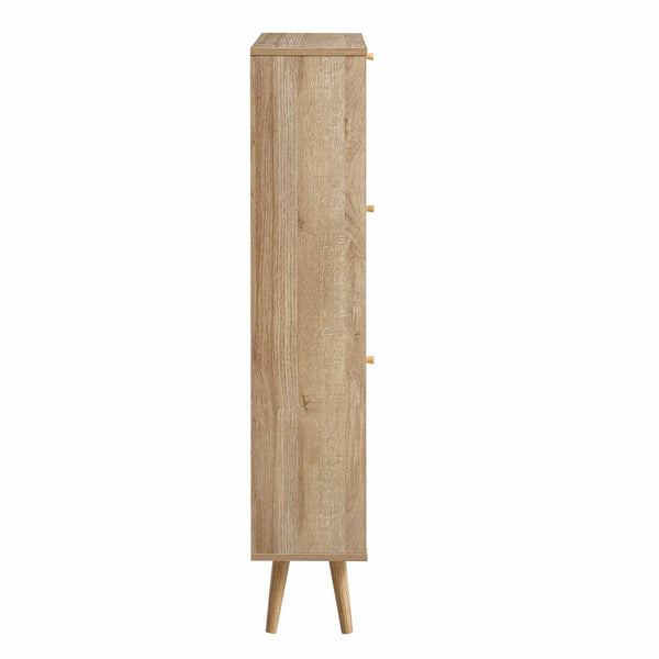 Frances Rattan 3 Tier Shoe Storage Cabinet, Natural