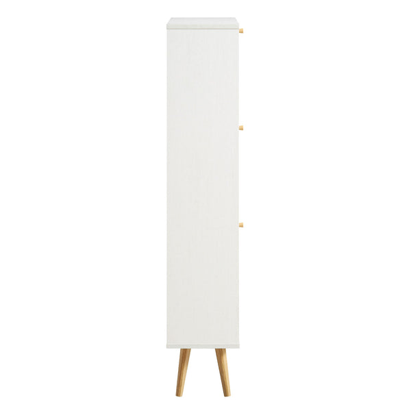 Frances Rattan 3 Tier Shoe Storage Cabinet, White