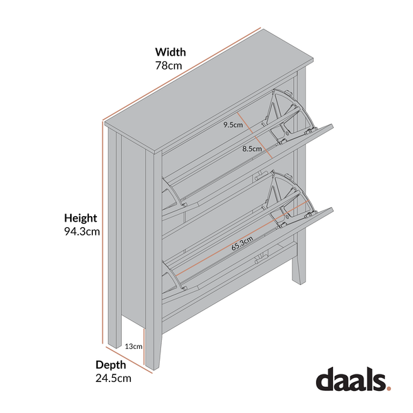 Oakham 2-Tier Shoe Cabinet, Deep Greige